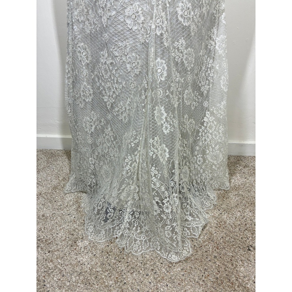 Badgley Mischka Beaded Lace Cap‎ Sleeve Wedding Gown Evening Dress 8 Bridal - Picture 7 of 16